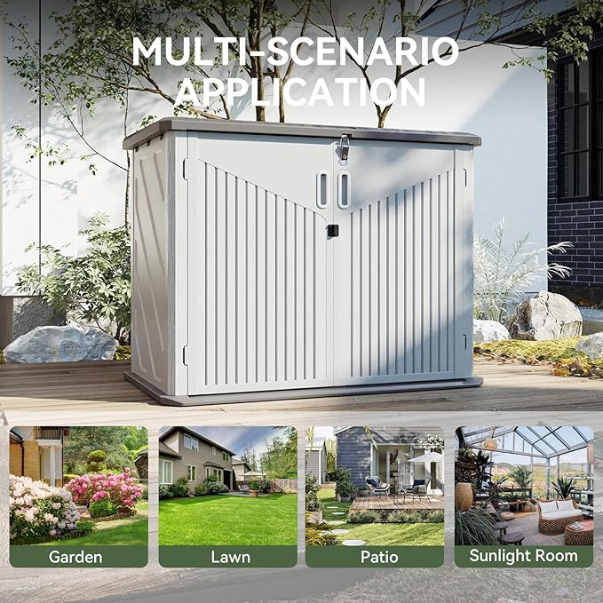 Aoxun 35 Cu.Ft Outdoor Storage Shed, Waterproof Horizontal Resin Cabinet - Image 7