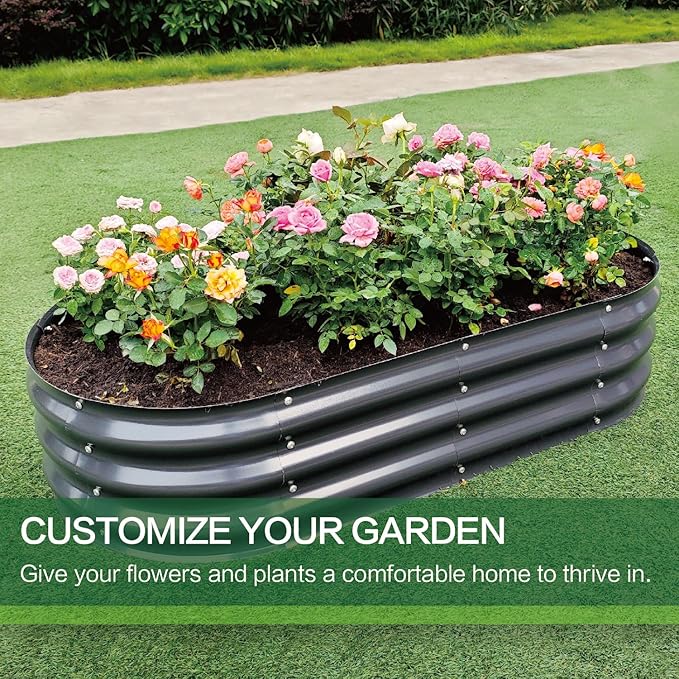 Gardmax 2 Pack Galvanized Raised Garden Bed, Lightweight Planter Boxes Outdoor - Image 3