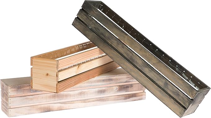 20" Rectangular Rustic Wood Planter - Image 6