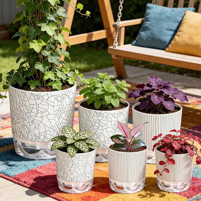 Self Watering Pots for Indoor Plants, 4/5.5/6.3 Inch Plant Pots Indoor Outdoor - Image 4