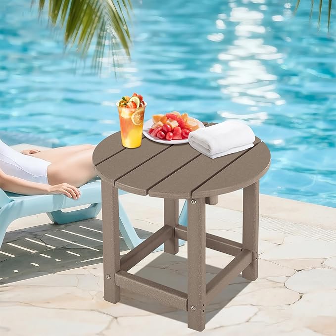 LZRS Round Adirondack Patio Side Table End Table, Outdoor Side Tables - Image 2