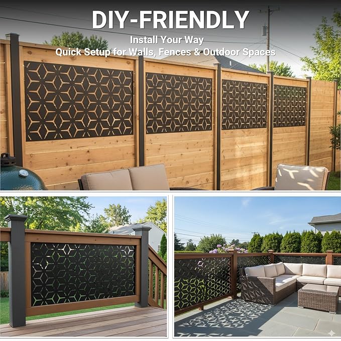 6FT Metal Privacy Screen Outdoor – Decorative Laser Cut Privacy Fence Panel - Image 6