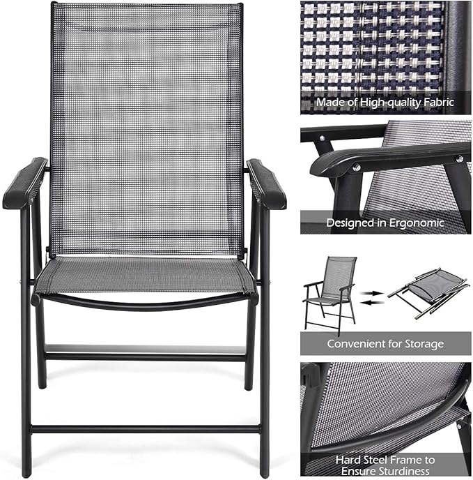 Giantex Set of 4 Folding Patio Chairs, Outdoor Portable Dining Chairs - Image 6