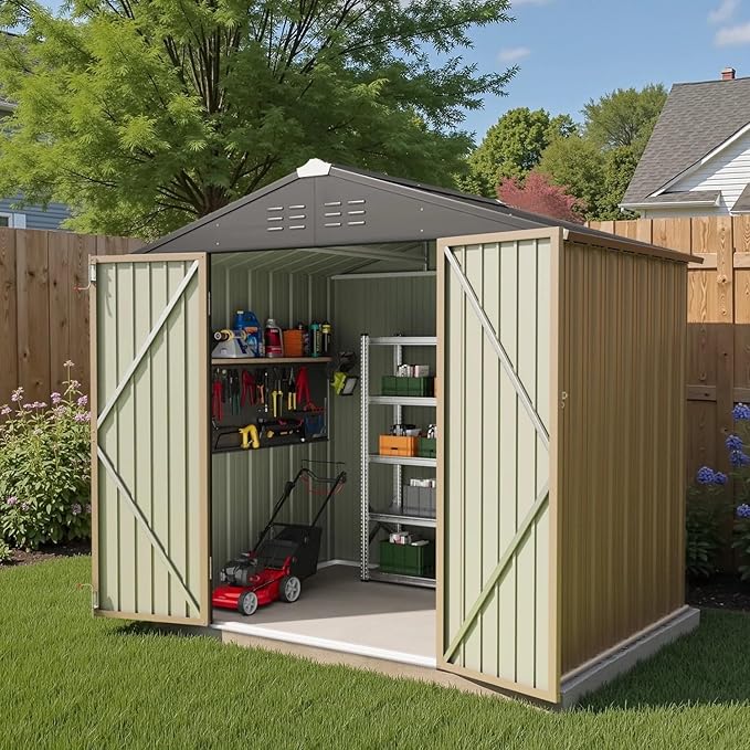 Greesum 8×6FT Outdoor Storage Shed, Metal Patio Storaged Sheds by BuynowfromGreesum