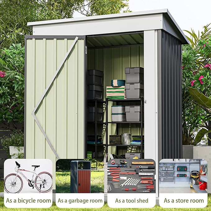 Patiowell 5x3 FT Outdoor Storage Shed, Garden Tool Shed - Image 6