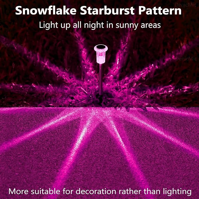 DenicMic Solar Lights Outdoor 10 Pack Waterproof Pink LED Stainless Steel Stake - Image 7