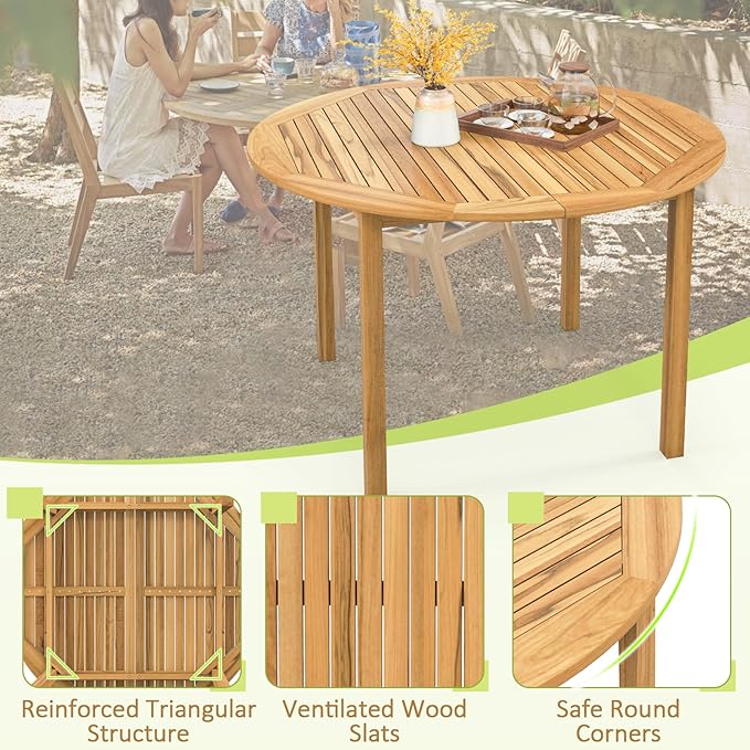 Tangkula 44" Round Outdoor Dining Table - Image 5