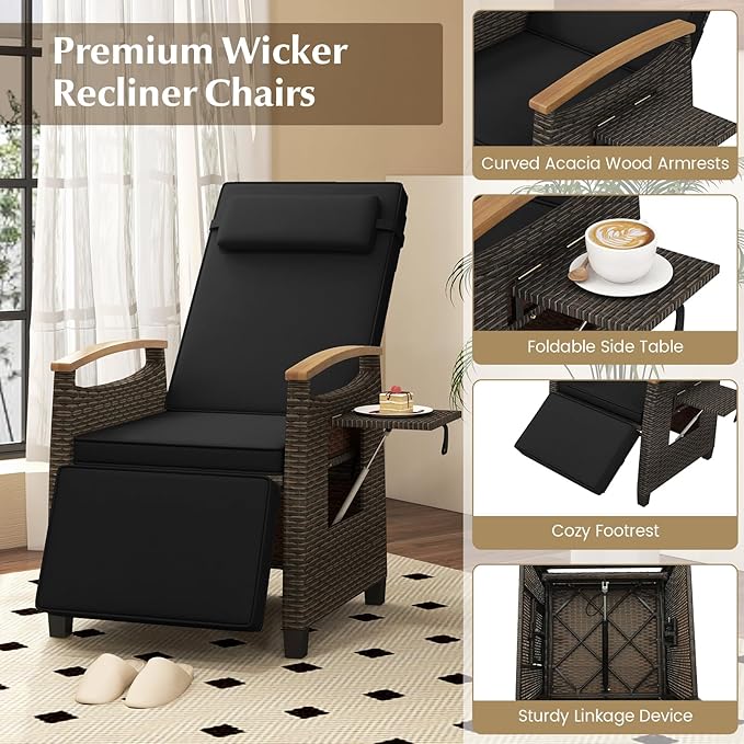 RELAX4LIFE Rattan Outdoor Recliner Chair - Image 7