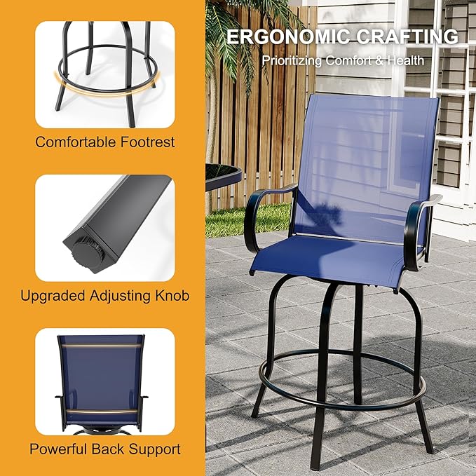 5 PCS Outdoor Bar Set with Outdoor Bistro Table and Chairs Set of 4, Bar Height - Image 8