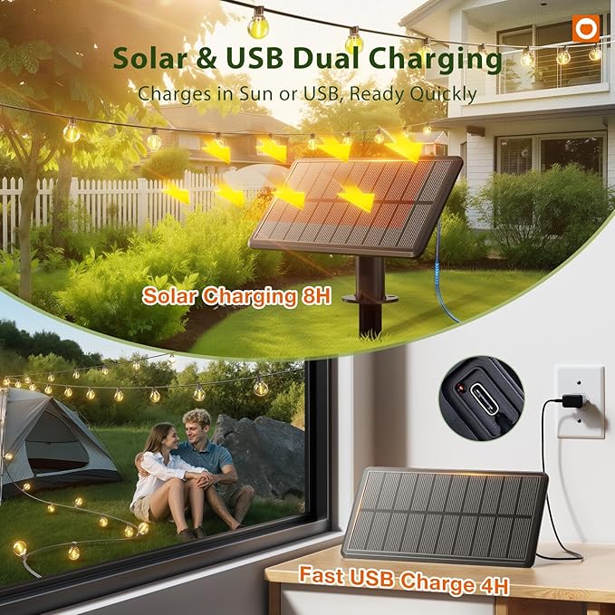 addlon 25FT Solar Powered Outdoor String Lights Waterproof - Image 4