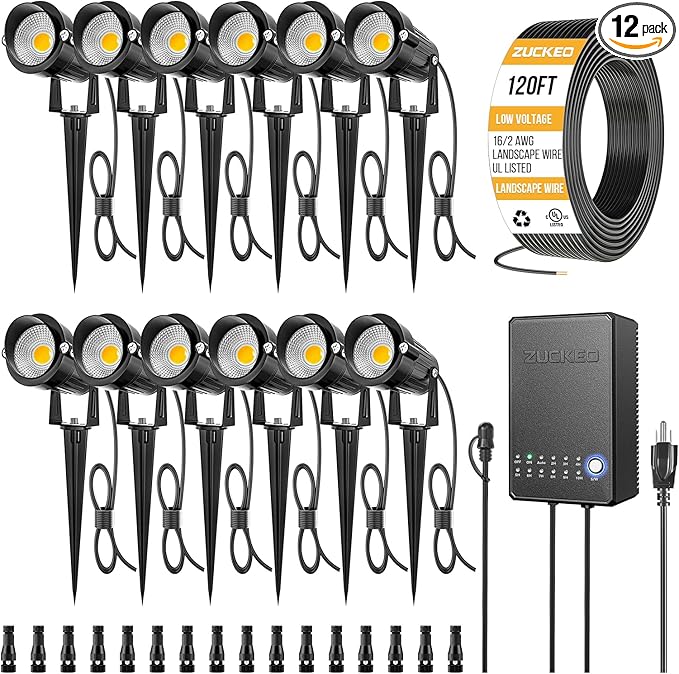 ZUCKEO All-in-One Low Voltage Landscape Lighting Kit, 5W LED Landscape Lights by ZUCKEO