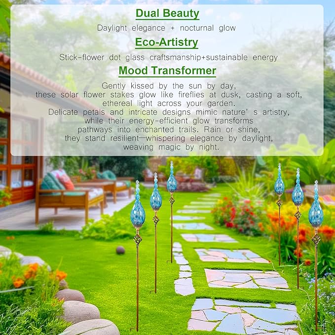 Solar Garden Lights Outdoor, Decorative LED Flame Garden Stakes, Hand Blown - Image 5