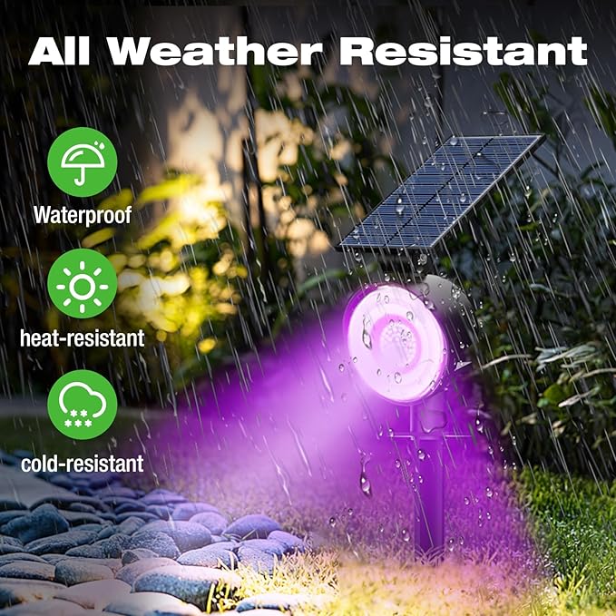 nipify 2 Pack Solar Spot Lights Outdoor Waterproof, Solar Spotlight Light - Image 2