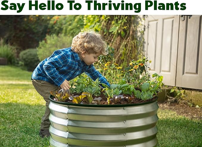 Round Galvanized Raised Garden Bed // 2×2×1 ft Galvanized Raised Garden Beds - Image 3