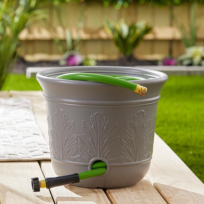 Suncast 2 Pack 300 Foot Heavy Duty 5 Gallon Decorative Plastic Hose Pot - Image 4