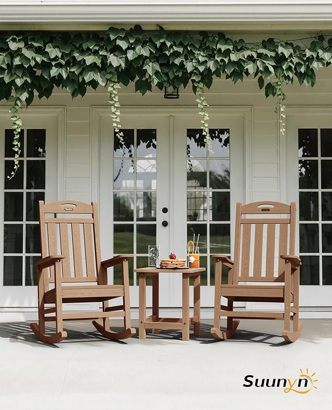 Oversized Outdoor Rocking Chairs Set of 4, High Back Porch Rocker Chair - Image 2