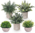 Fake Plants, 5 Pack Small Fake Plants Mini Potted Artificial Eucalyptus by Lemonfilter