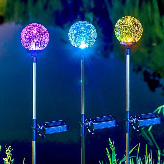 SOLPEX Solar Garden Lights 3 Pack, Solar Lights Outdoor Decorative, Solar Globe - Image 4