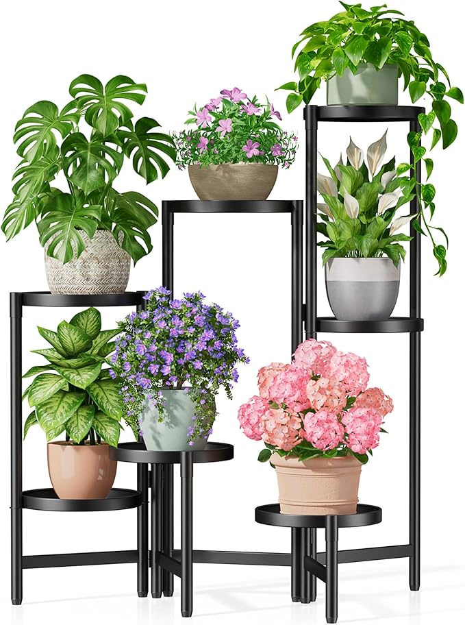 7 Tiered Metal Corner Plant Stand Indoor Outdoor, Tall Large Folding Rack by Unknown