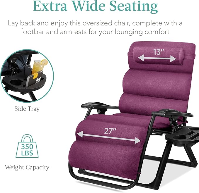 Best Choice Products Oversized Zero Gravity Chair, Folding Outdoor Patio - Image 5