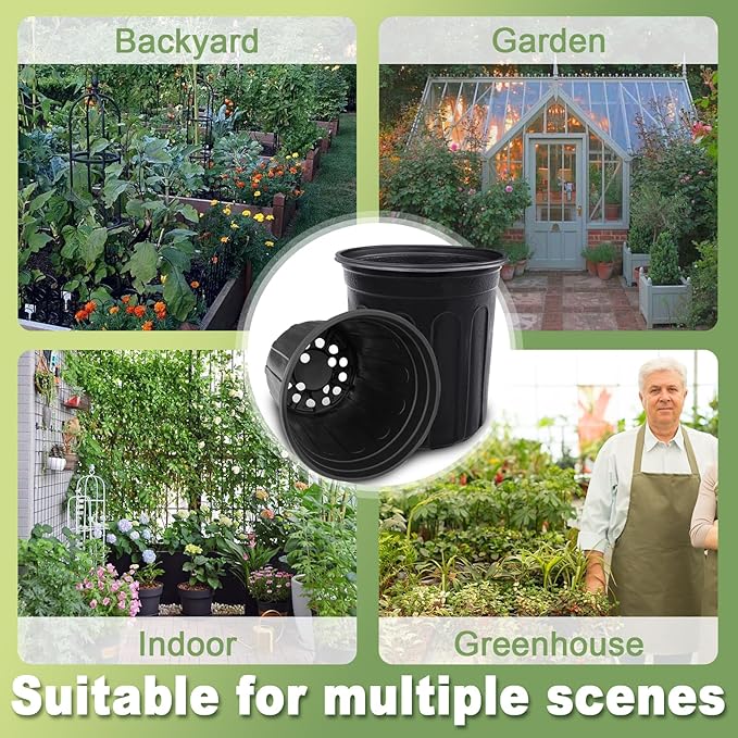 Anyumocz 60 Pcs 1 Gallon Flexible Plant Nursery Pots, Thickened Soft Plastic - Image 6