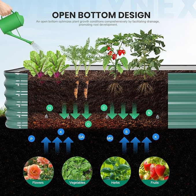 5×3×1.4FT Galvanized Raised Garden Bed Outdoor, Metal Raised Garden Bed Kit - Image 4