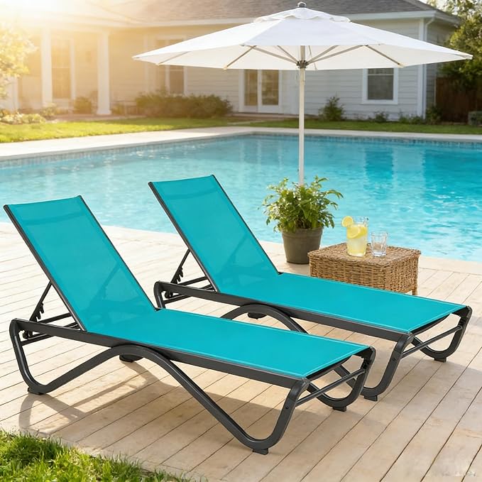 Kozyard Outdoor Chaise Lounge Chair, Full Aluminum Frame, Adjustable Reclining by Kozyard