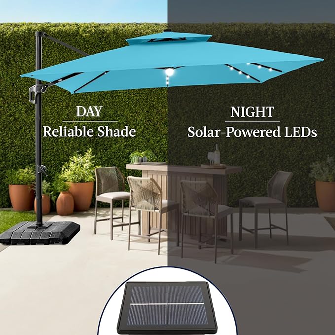 Best Choice Products 9x12ft LED Cantilever Patio Umbrella w/Base Included & - Image 6