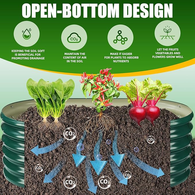 17" Tall Elevated Oval Metal Raised Garden Bed - 4ft x 2ft in Size and 0.8MM - Image 6