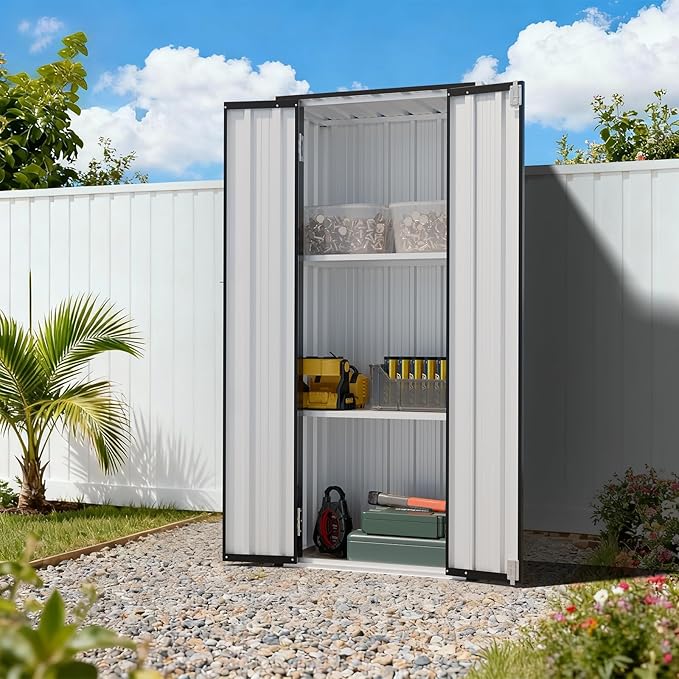 Aoxun 2.5’x1.5’ Outdoor Storage Cabinet, Outdoor Metal Storage Shed - Image 7