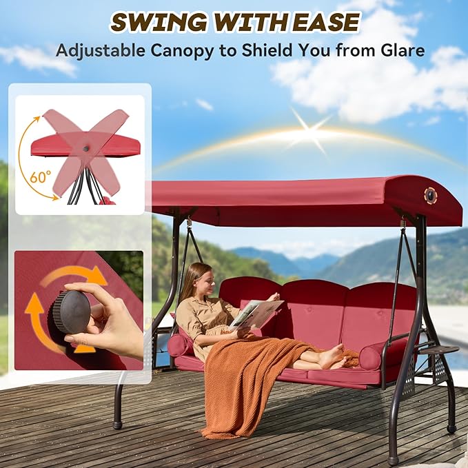 3 in 1 Outdoor Porch Swing - Image 3