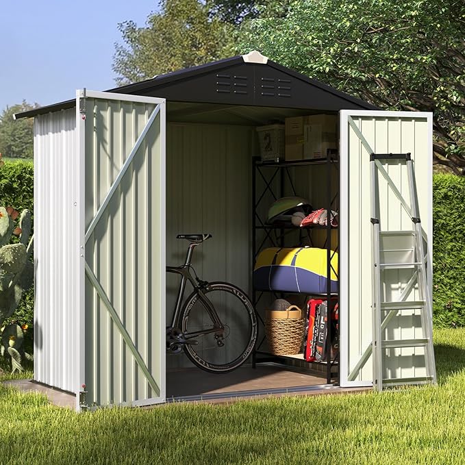 Patiowell 6x4 FT Outdoor Storage Shed, Garden Tool Storage Shed - Image 3
