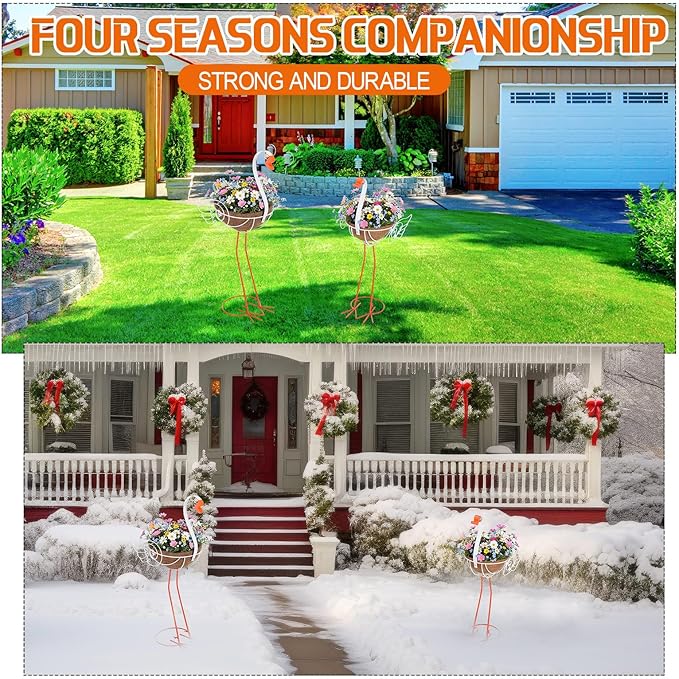Set of 2 White Goose Outdoor Planters - Image 6