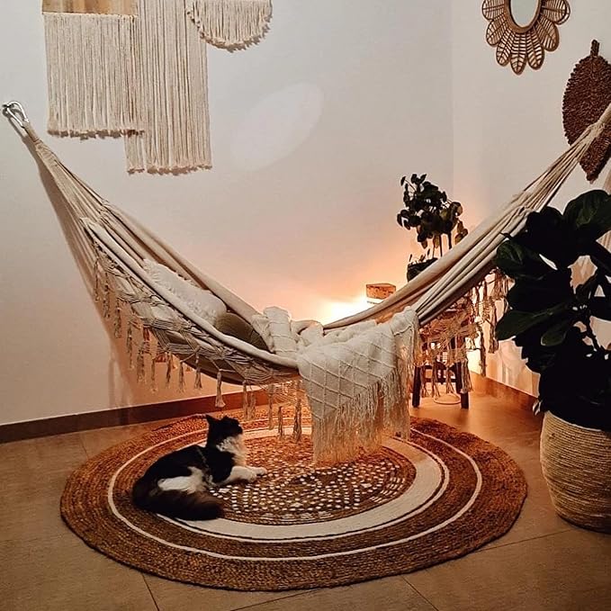 Bellzacasa Double Hammock, Heavy Duty 500 lb Load Capacity Tassels and Fishtail - Image 7