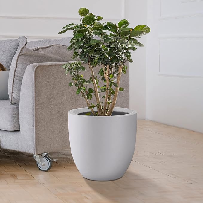 Kante 16.5" Dia Round Concrete Planter, Large Outdoor Modern Indoor Decorative - Image 2