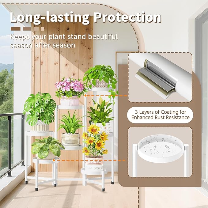 LASZOLA 7 Tiered Folding Tall Plant Stand Indoor - Image 4
