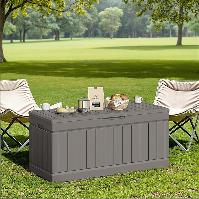 JUMMICO 78 Gallon Outdoor Deck Box Large Resin Storage Box - Image 7