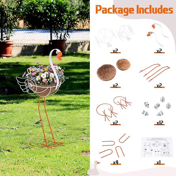 Set of 2 White Goose Outdoor Planters - Image 4