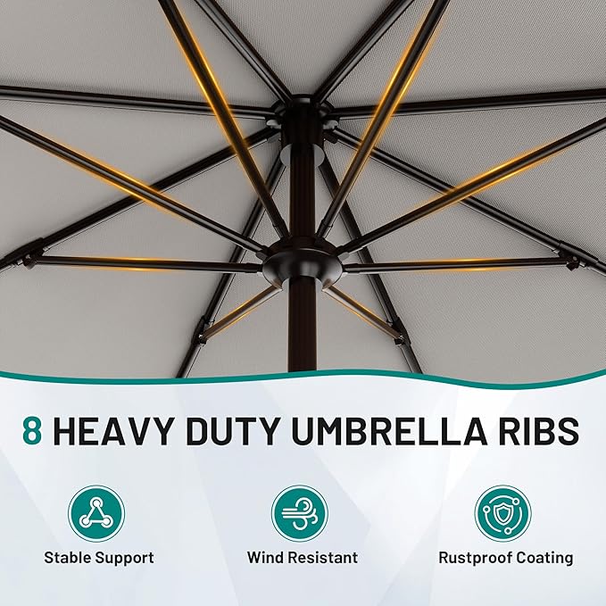 AreShark 9 FT Patio Umbrella for Outdoor, Outdoor Table Umbrella - Image 3