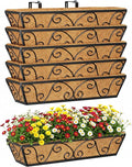 Y&M 24 Inch Window Deck with Coco Liner, Fence Metal Hanging Flower Planter by YM