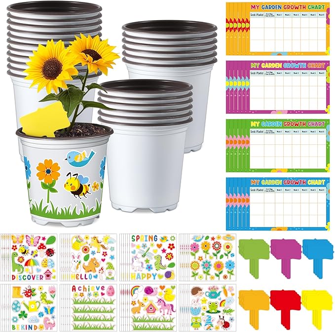 Capoda 48 Sets Garden Flower Pots Crafts Kit DIY Spring Plastic Seedling by Capoda