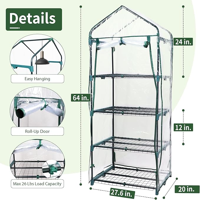 4 Tier Mini Greenhouse for Outdoor Indoor, Waterproof Heavy Duty Small - Image 5