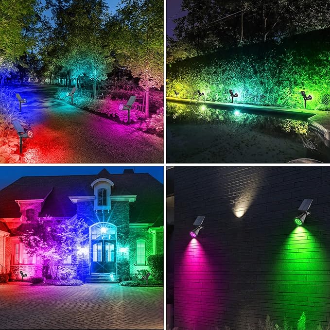 T-SUN Solar Spotlights, Color Changing 7 LED Waterproof Solar Garden Lights - Image 8