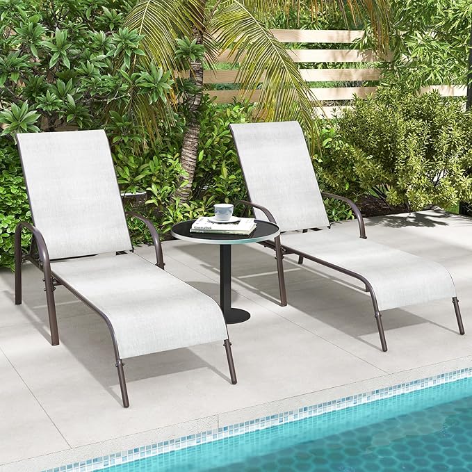 Giantex Set of 2 Patio Lounge Chair, Outdoor Chaise Lounge - Image 5