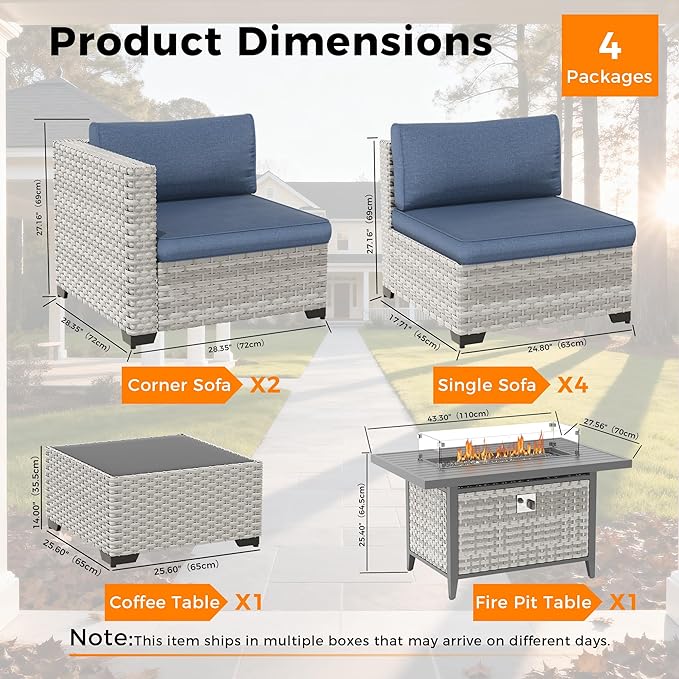 6-Seat Modern Outdoor Wicker Rattan Patio Furniture Set - Image 3