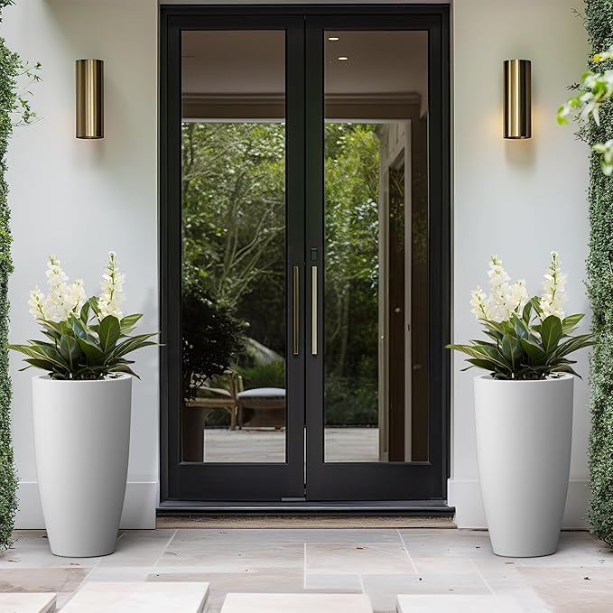 Kante 23.6" H Pure White Concrete Tall Planters, Large Outdoor Indoor - Image 6