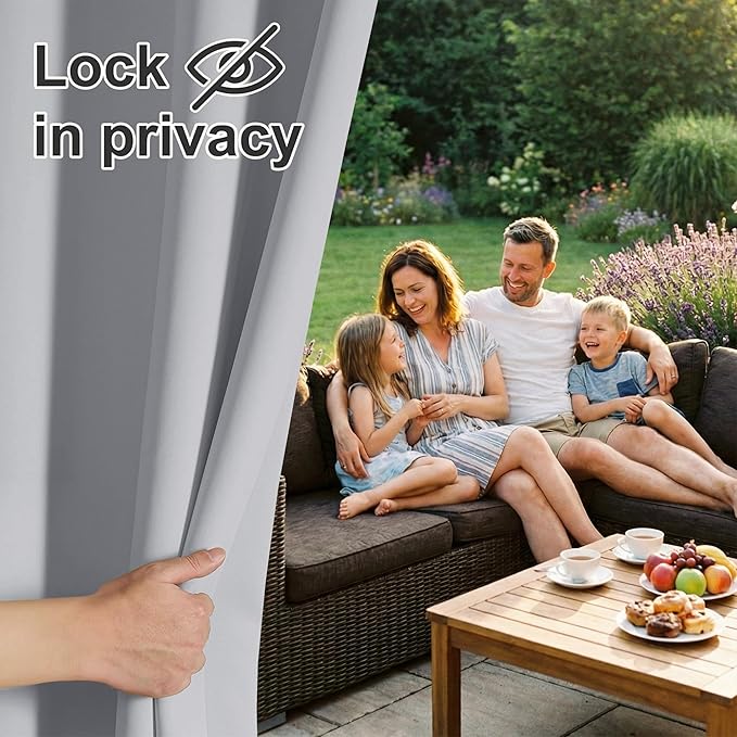 RYB HOME Outdoor Curtains for Patio Waterproof Block Sunlight Thermal Insulated - Image 3