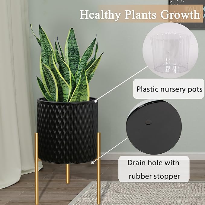 ARNIS Plants Pots with Stand, Large Size Flower Pots, 10.5&12.25 Inch - Image 4