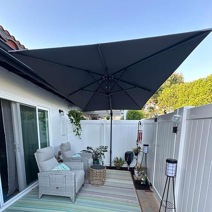 PURPLE LEAF 6.5' X 10' Left-right Tilt Patio Umbrella Outdoor Cantilever Swivel by PURPLELEAF
