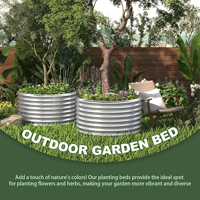 4 Pack 2x2FT Round Corrugated Galvanized Steel Raised Garden Bed Outdoor - Image 6